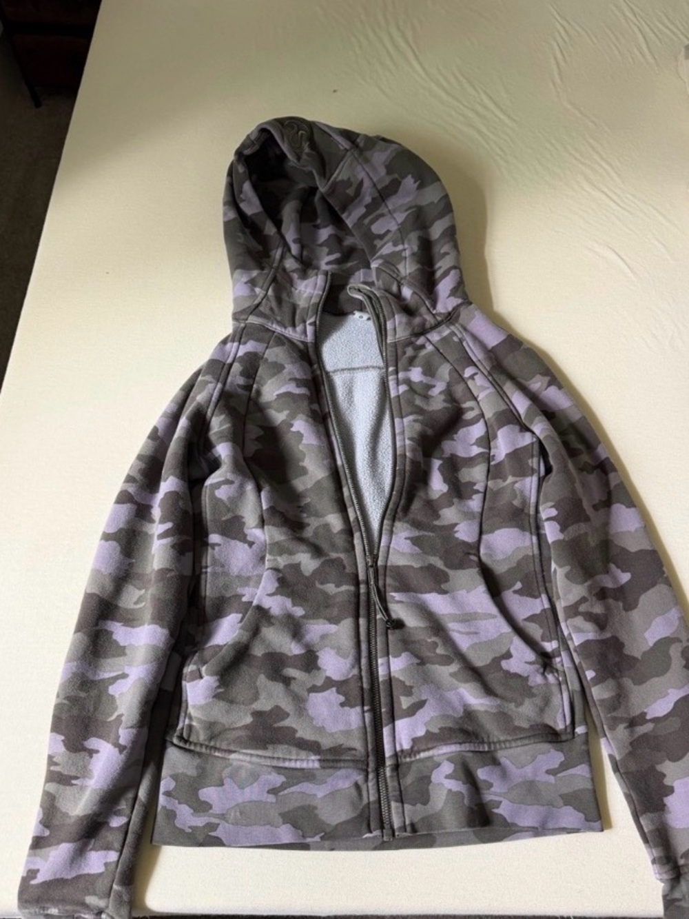 Kids Purple & Gray Camo Zip Hoodie Jacket